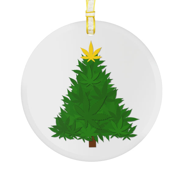 Glass Cannabis Tree Ornament