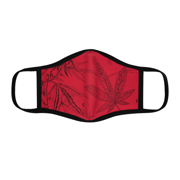Red Cannabis Pattern [Fitted Polyester Face Mask]