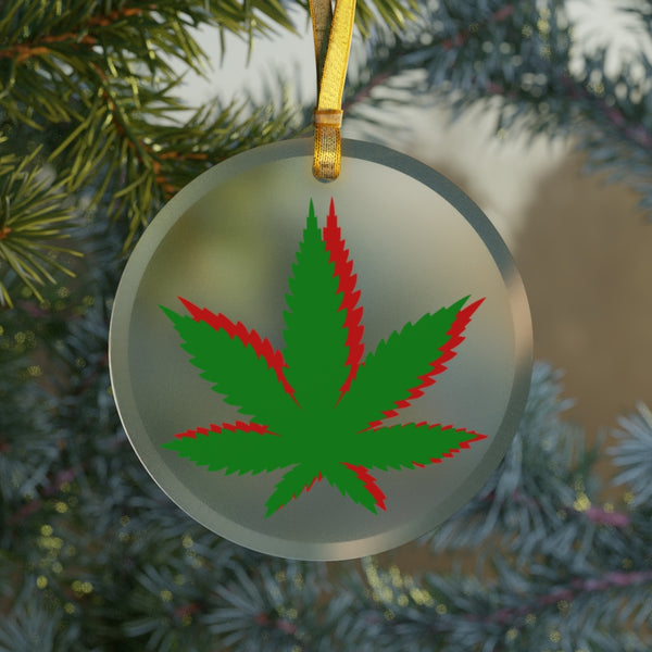Xmas Weed Glass Ornament